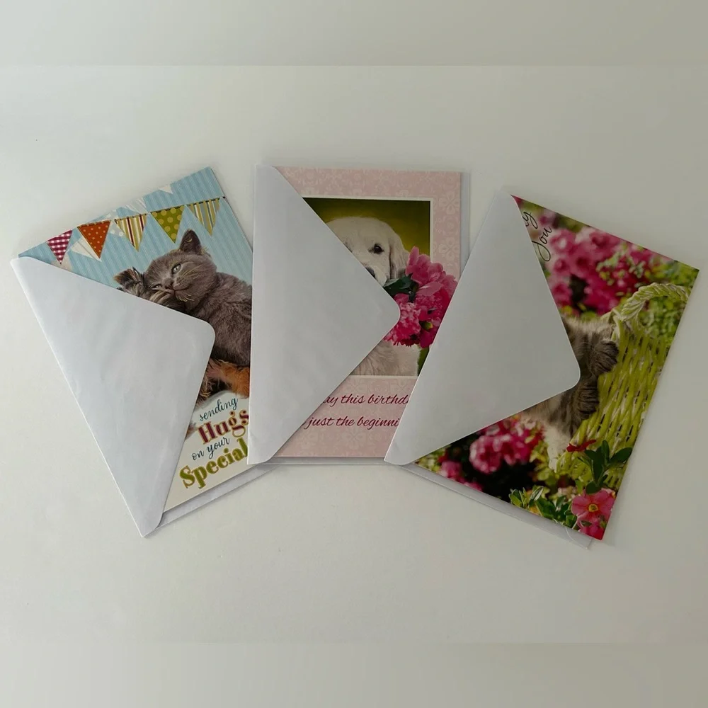 🦋 5/$25 - Dogs and Cats Themed Birthday Card Set